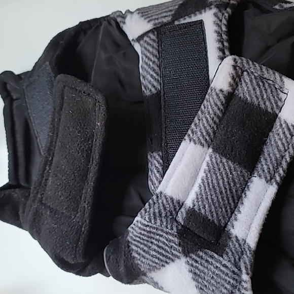 Fragralley Dog Black White Plaid Reversible Fall Winter Coat Harness Hole Size S - Picture 6 of 9